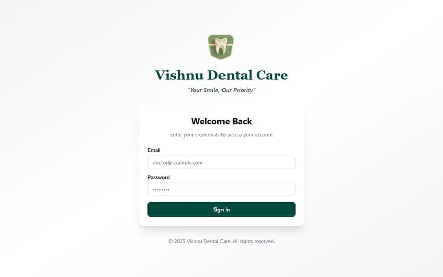 VishnuDentaCare — Multi-clinic practice management