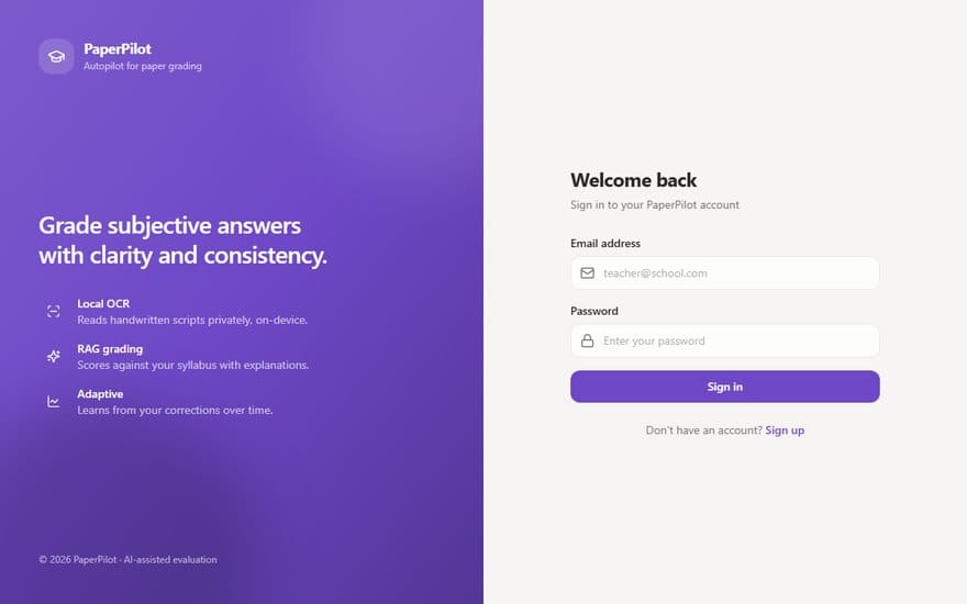 PaperPilot — Handwritten sheets, graded in seconds